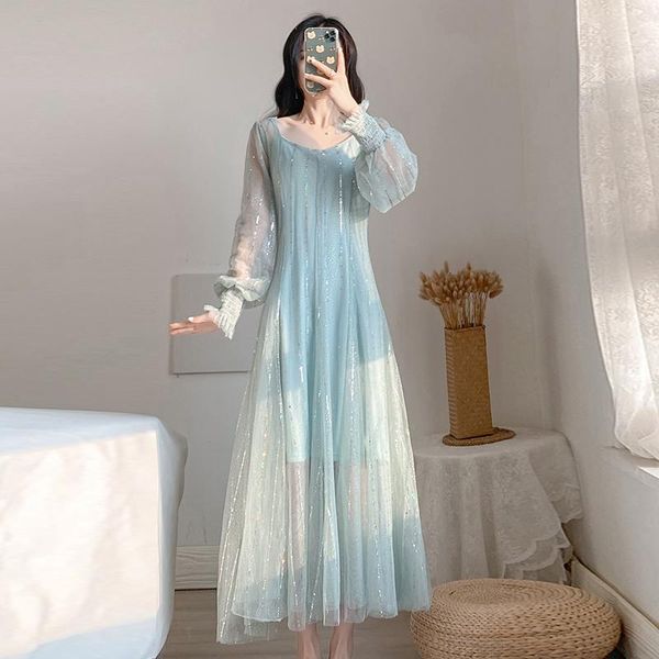 casual dresses 2021 spring sequined mesh fariy women long-sleeved pleated party dress fashion ladies vintage maxi vestidos, Black;gray
casual dresses 2021 spring sequined mesh fariy women long-sleeved pleated party dress fashion ladies vintage maxi vestidos, Black;gray