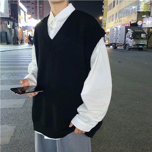 men's vests vest japanese fashion brand loose and handsome port style trend versatile waistcoat v-neck sweater, Black;white
men's vests vest japanese fashion brand loose and handsome port style trend versatile waistcoat v-neck sweater, Black;white
