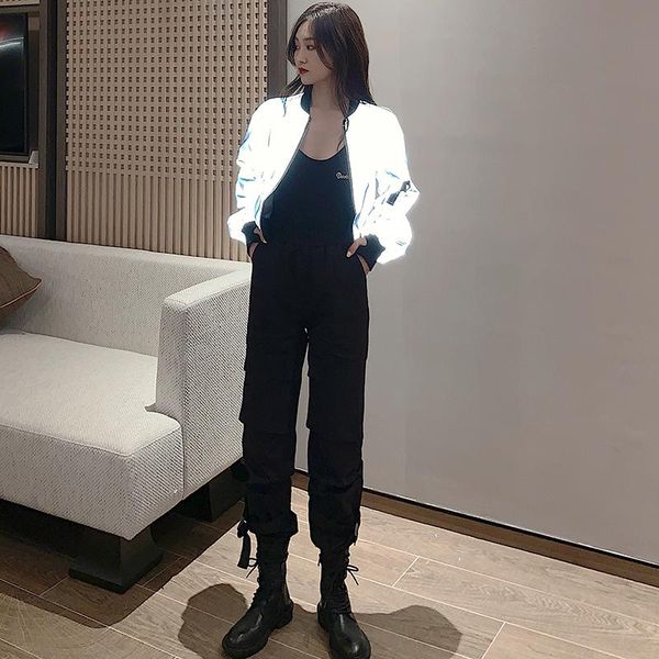 short loose jacket women long sleeve autumn spring coat reflective high waist chaquetas mujer women's clothing ef50wj jackets, Black;brown
short loose jacket women long sleeve autumn spring coat reflective high waist chaquetas mujer women's clothing ef50wj jackets, Black;brown