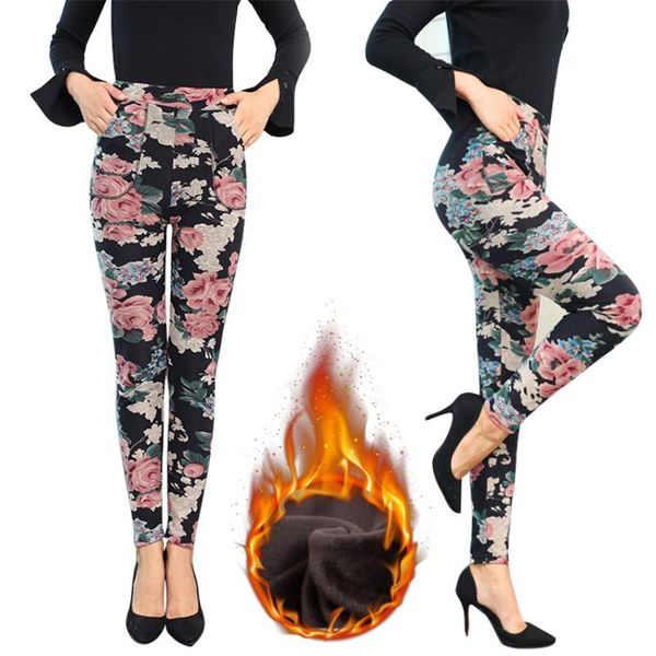 women's pants & capris autumn winter warm women add velvet print leggings elastic waist pencil big size skinny trousers for mother outw, Black;white 
women's pants & capris autumn winter warm women add velvet print leggings elastic waist pencil big size skinny trousers for mother outw, Black;white