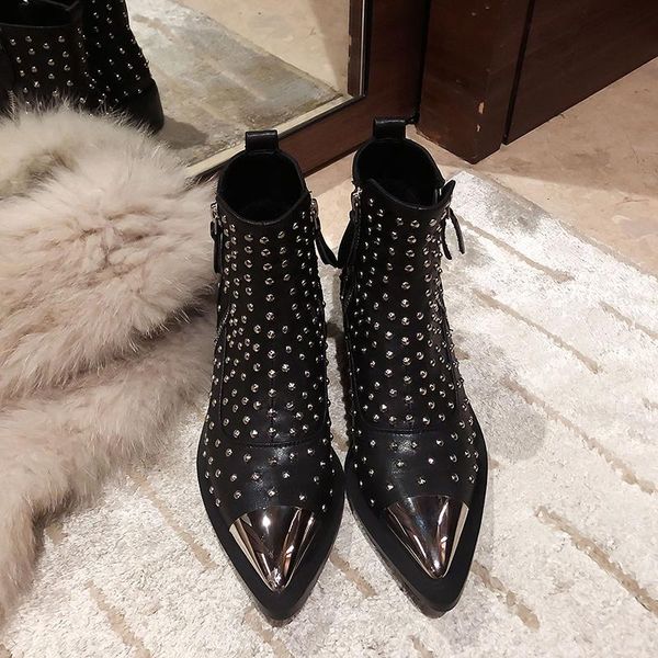 boots women ankle women's fashion rivet shoes genuine leather zipper ladies square heel female punk rome footwear botas mujer, Black
boots women ankle women's fashion rivet shoes genuine leather zipper ladies square heel female punk rome footwear botas mujer, Black