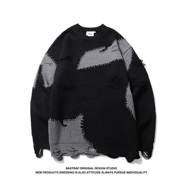patch 2021 japanese new autumn/winter sews contrast to the vintage thick fashion sweater 2iij, White;black
patch 2021 japanese new autumn/winter sews contrast to the vintage thick fashion sweater 2iij, White;black