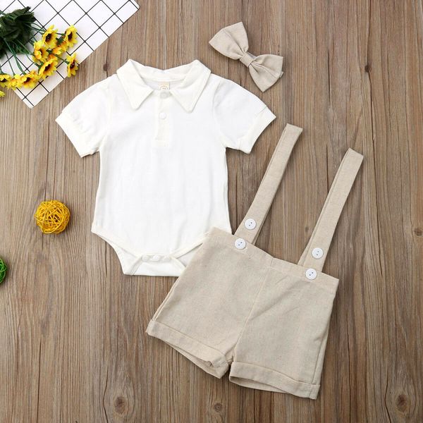 for baby boy clothes handsome short sleeve shirt + suspender shorts with bowtie 3pcs set, White
for baby boy clothes handsome short sleeve shirt + suspender shorts with bowtie 3pcs set, White