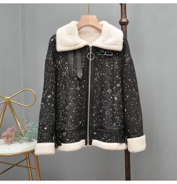 women's fur & faux genuine 2021 leather natural real sheep coat winter jacket women pattern of stars thick warm parka clothing, Black
women's fur & faux genuine 2021 leather natural real sheep coat winter jacket women pattern of stars thick warm parka clothing, Black