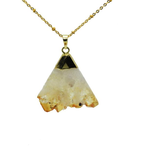 pendant necklaces gold plating triangle raw yellow crystal quartz girl necklace natural geode druzy stone for women party, Silver
pendant necklaces gold plating triangle raw yellow crystal quartz girl necklace natural geode druzy stone for women party, Silver