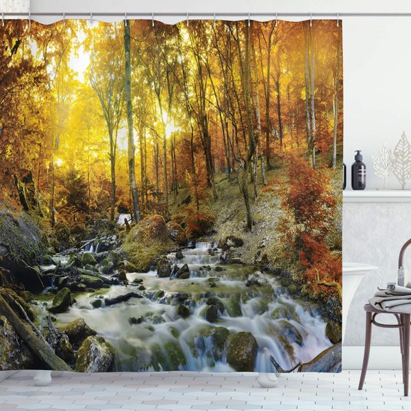 landscape shower curtain, autumn river creek forest falling leaves rocks trees foliage sunbeams branches, cloth fabric bathroom
landscape shower curtain, autumn river creek forest falling leaves rocks trees foliage sunbeams branches, cloth fabric bathroom