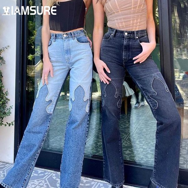 women's pants & capris iamsure cool fire shape patchwork jeans loose high waisted trousers female 2021 warm pockets wide leg casual str, Black;white
women's pants & capris iamsure cool fire shape patchwork jeans loose high waisted trousers female 2021 warm pockets wide leg casual str, Black;white