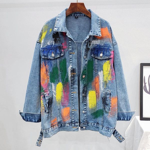 women's jackets seebeautiful hand painted graffiti lapel long sleeve pockets loose denim jacket coat woman autumn 2021 tide fashion t18, Black;brown
women's jackets seebeautiful hand painted graffiti lapel long sleeve pockets loose denim jacket coat woman autumn 2021 tide fashion t18, Black;brown