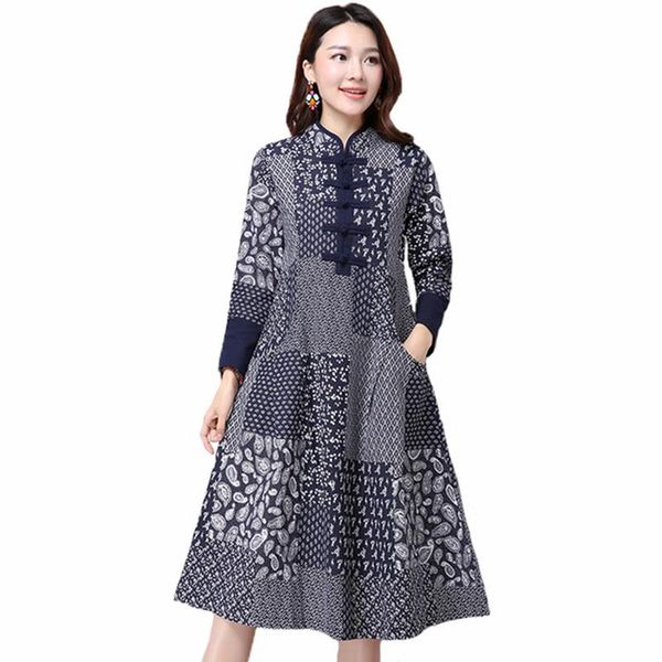 casual dresses women's national wind cotton linen dress long bule floral print vintage sleeve re0255, Black;gray
casual dresses women's national wind cotton linen dress long bule floral print vintage sleeve re0255, Black;gray