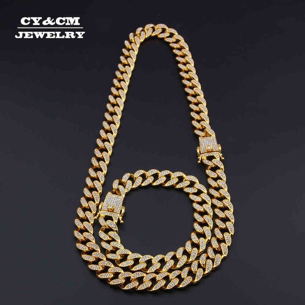 heavy miami cuban link chain bracelet necklace set gold silver plated choker men's hip hop full rhinestones women punk necklaces x0509, Black
heavy miami cuban link chain bracelet necklace set gold silver plated choker men's hip hop full rhinestones women punk necklaces x0509, Black