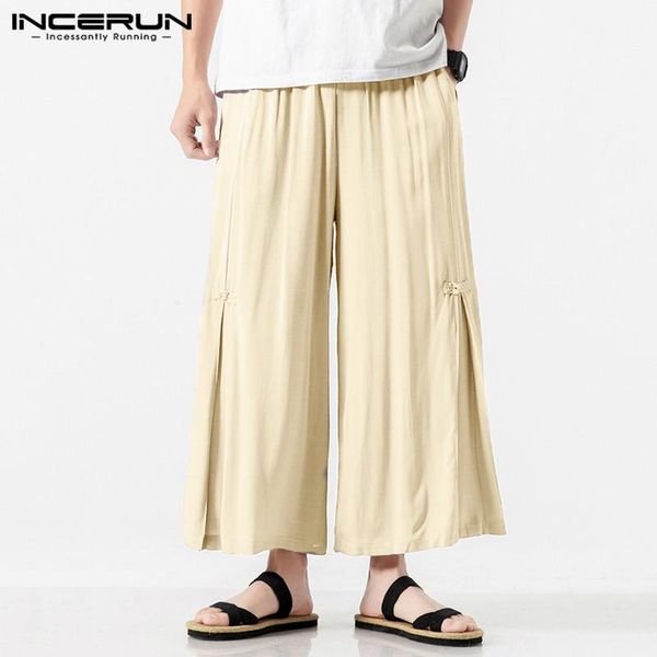 men's pants incerun chinese vintage men solid loose casual cotton streetwear button wide leg joggers elastic waist trousers, Black
men's pants incerun chinese vintage men solid loose casual cotton streetwear button wide leg joggers elastic waist trousers, Black