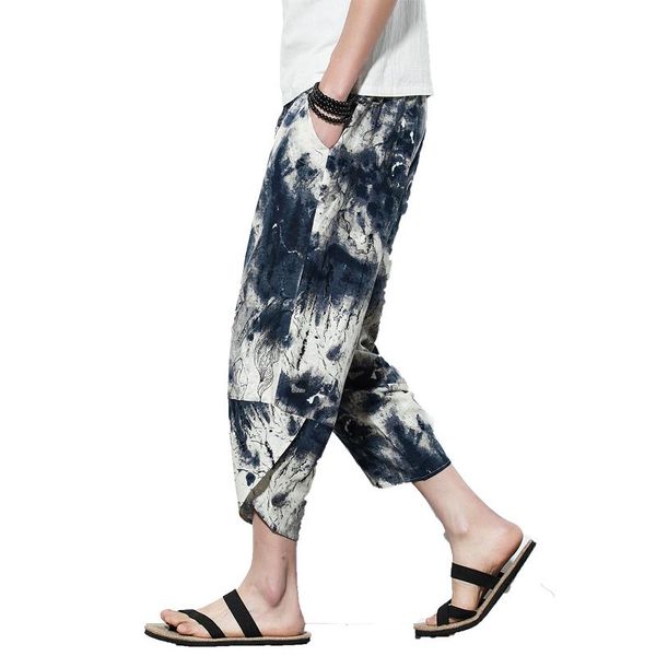men's pants summer tie dye printed retro cotton linen men thin calf-length trousers loose beach vintage mens joggers, Black
men's pants summer tie dye printed retro cotton linen men thin calf-length trousers loose beach vintage mens joggers, Black