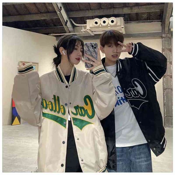 spring and autumn korean brand baseball suit men's color matching couple cardigan loose work jacket women's fashion casual coat, Black;brown
spring and autumn korean brand baseball suit men's color matching couple cardigan loose work jacket women's fashion casual coat, Black;brown