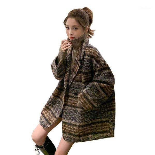 autumn winter plaid wool jacket overcoat female vintage crude tweed medium long loose thick woolen coat outerwear lady women's & blends, Black
autumn winter plaid wool jacket overcoat female vintage crude tweed medium long loose thick woolen coat outerwear lady women's & blends, Black