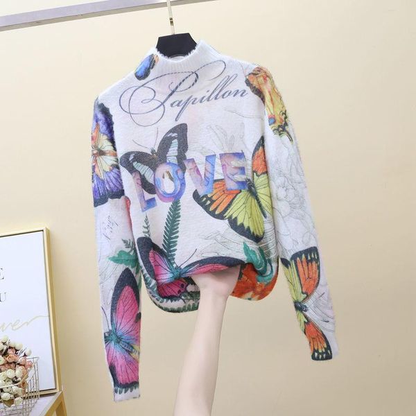 women's sweaters vintage soft turtleneck knitted sweater women fashion butterfly print pullover 2021 autumn winter long sleeve, White;black
women's sweaters vintage soft turtleneck knitted sweater women fashion butterfly print pullover 2021 autumn winter long sleeve, White;black