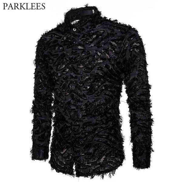 black feather lace shirt men fashion see through clubwear dress shirts mens event party prom transparent chemise s-3xl 210522, White;black
black feather lace shirt men fashion see through clubwear dress shirts mens event party prom transparent chemise s-3xl 210522, White;black