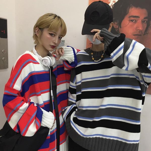 women's sweaters loose autumn winter clothes women striped oversize couple ins pullovers knitted ulzzang hipster, White;black
women's sweaters loose autumn winter clothes women striped oversize couple ins pullovers knitted ulzzang hipster, White;black