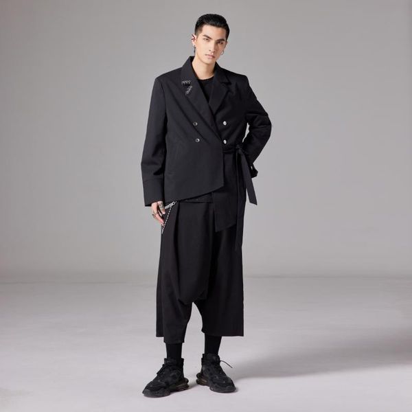 men's suits & blazers autumn style super loose dark black simple double breasted irregular asymmetric suit, White;black
men's suits & blazers autumn style super loose dark black simple double breasted irregular asymmetric suit, White;black