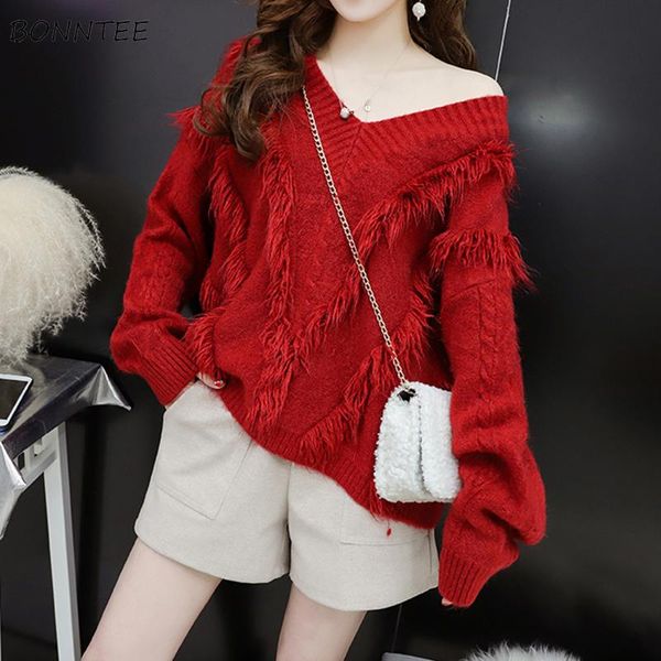 women's sweaters women v-neck elegant tassel ladies all-match soft knitting warm casual womens pullover clothing, White;black
women's sweaters women v-neck elegant tassel ladies all-match soft knitting warm casual womens pullover clothing, White;black
