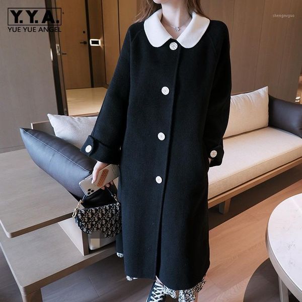 elegant wool blends coat women 2021 autumn winter single breasted office overcoat fashion turn-down collar straight long jacket women's, Black
elegant wool blends coat women 2021 autumn winter single breasted office overcoat fashion turn-down collar straight long jacket women's, Black