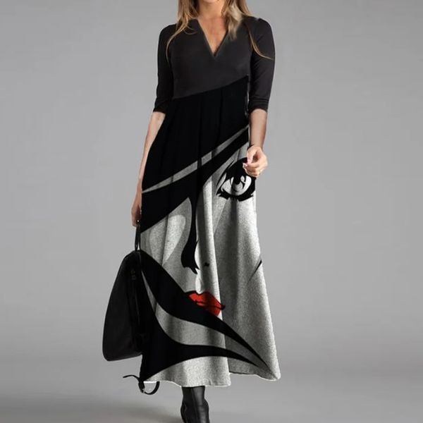 elegant women long dress face print retro casual pleated slim female dress 2021 spring fashion long sleeve party dress vestidos 210319, Black;gray
elegant women long dress face print retro casual pleated slim female dress 2021 spring fashion long sleeve party dress vestidos 210319, Black;gray
