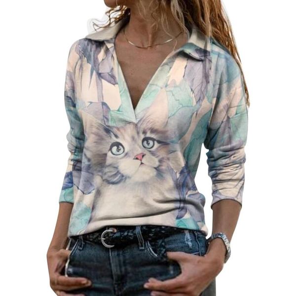 women's blouses & shirts 3d cat print long sleeve blouse women turn-down collar plus-size harajuku shirt casual loose femme camisas de, White
women's blouses & shirts 3d cat print long sleeve blouse women turn-down collar plus-size harajuku shirt casual loose femme camisas de, White