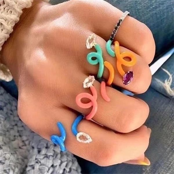 cluster rings simple colorful resin crystal snake animal adjustable ring irregular geometric twisted for women party jewelry accessories, Golden;silver
cluster rings simple colorful resin crystal snake animal adjustable ring irregular geometric twisted for women party jewelry accessories, Golden;silver