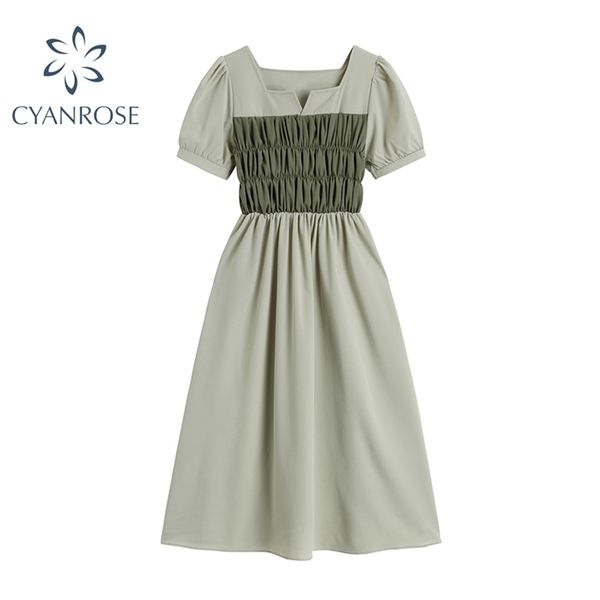 korean mori girl wrinkled dress women summer short sleeve high waist elastic slim midi vestidos ins spliced design dresses 210515, Black;gray
korean mori girl wrinkled dress women summer short sleeve high waist elastic slim midi vestidos ins spliced design dresses 210515, Black;gray