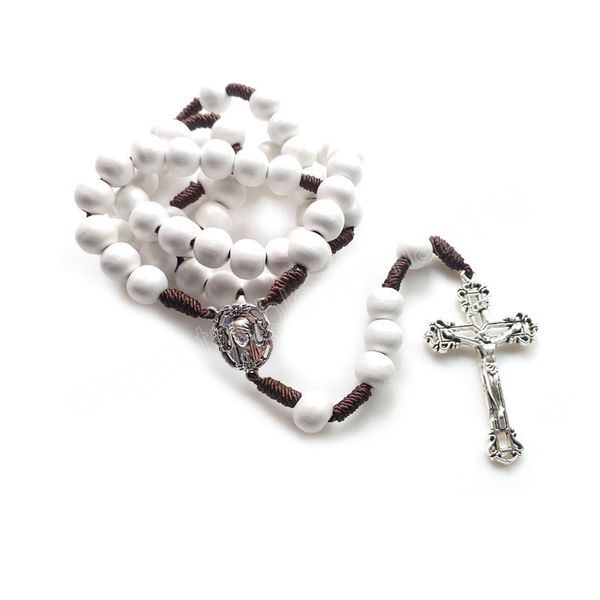 white wood strand necklace rope chain weave jesus cross pendant for men women religious jewelry, Silver
white wood strand necklace rope chain weave jesus cross pendant for men women religious jewelry, Silver