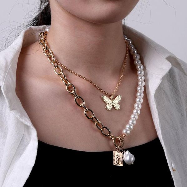 chokers vintage thick chain pearl butterfly pendant necklace for women multilayer boho geometric alloy collar jewelry gift, Golden;silver
chokers vintage thick chain pearl butterfly pendant necklace for women multilayer boho geometric alloy collar jewelry gift, Golden;silver