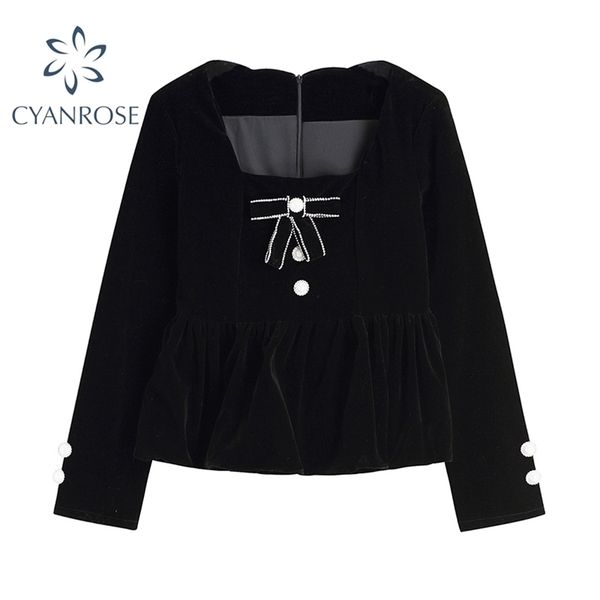 black flannel blouse women elegant spring square collar vintage shirt ladies loose long sleeve bow button design korean 210515, White
black flannel blouse women elegant spring square collar vintage shirt ladies loose long sleeve bow button design korean 210515, White