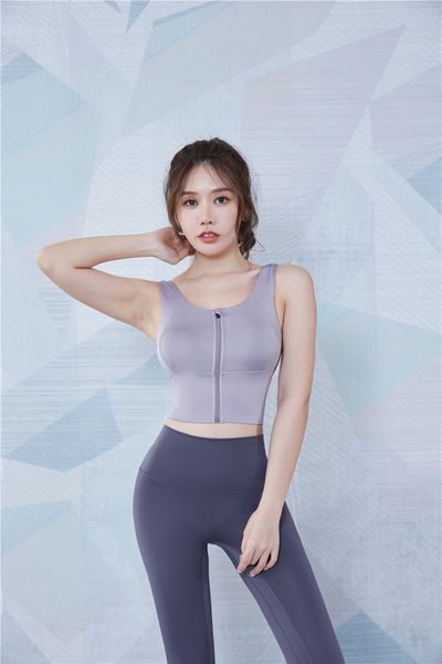 fbf201179 yoga outfits grey purple women sports bra vest front zipper running exercise gym shirts, White;red
fbf201179 yoga outfits grey purple women sports bra vest front zipper running exercise gym shirts, White;red