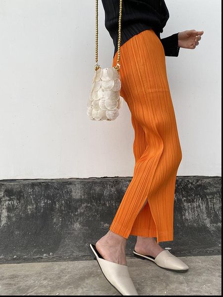 miyake pleated straight plus women capri size fall high waist casual big orange ankle length joggers korean, Black;white
miyake pleated straight plus women capri size fall high waist casual big orange ankle length joggers korean, Black;white