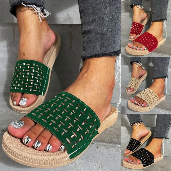 slippers women's casual flat crystal rhinestone hollow slip on ladies beach shoes outdoor summer plus size, Black
slippers women's casual flat crystal rhinestone hollow slip on ladies beach shoes outdoor summer plus size, Black