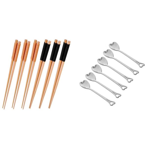 chopsticks 6 pairs reusable japanese chinese korean wood chop sticks & pcs stainless steel heart shape coffee spoon
chopsticks 6 pairs reusable japanese chinese korean wood chop sticks & pcs stainless steel heart shape coffee spoon