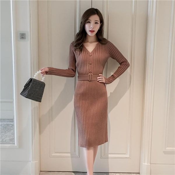 casual dresses elegant knitted sweater dress for women spring v-neck long sleeve with buttons sashes office lady maxi pullovers, Black;gray
casual dresses elegant knitted sweater dress for women spring v-neck long sleeve with buttons sashes office lady maxi pullovers, Black;gray