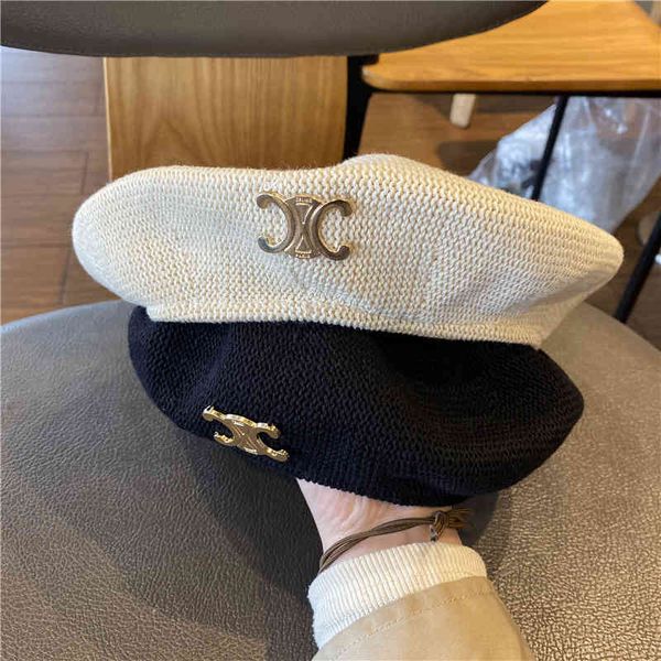design french new beret women's summer thin knitting versatile bud hat women's fashion painter hat, Blue;gray
design french new beret women's summer thin knitting versatile bud hat women's fashion painter hat, Blue;gray
