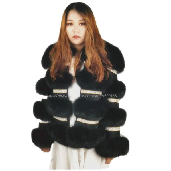 women's fur & faux 2021 winter real coat women genuine jacket splicing cashmere woolen with crystal diamonds, Black
women's fur & faux 2021 winter real coat women genuine jacket splicing cashmere woolen with crystal diamonds, Black