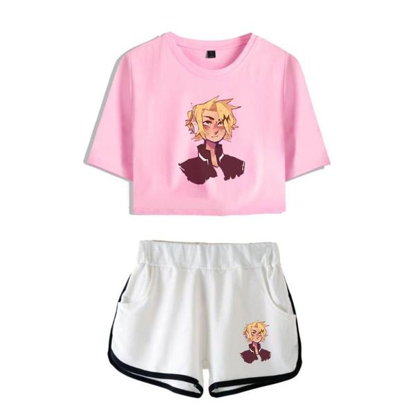 women's t-shirt anime my hero academia tracksuit two piece set summer short sleeve crop shorts denki kaminari clothes, White
women's t-shirt anime my hero academia tracksuit two piece set summer short sleeve crop shorts denki kaminari clothes, White
