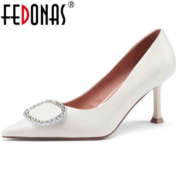 dress shoes fedonas rhinestone woman heels 2021 spring high pumps female shallow genuine leather wedding office lady women, Black
dress shoes fedonas rhinestone woman heels 2021 spring high pumps female shallow genuine leather wedding office lady women, Black
