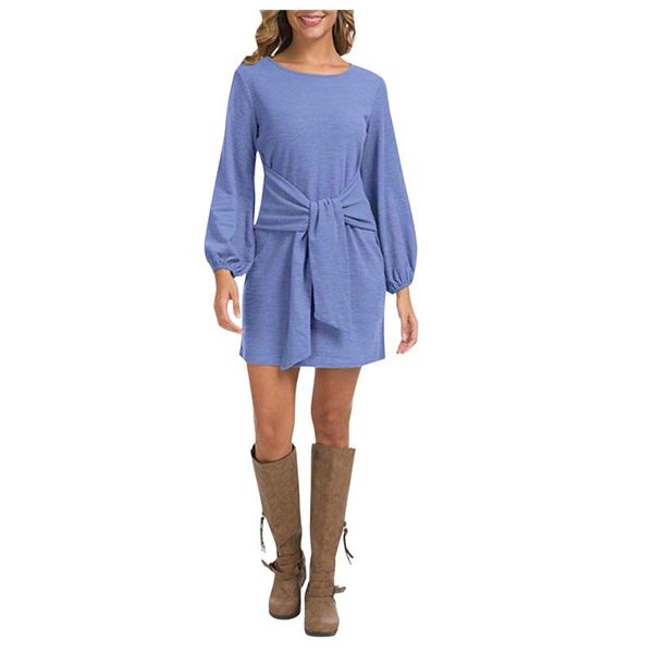 casual dresses dress woman elegant long lantern sleeve short crewneck tie waist knit cocktail female vestidos elegantes para mujer, Black;gray
casual dresses dress woman elegant long lantern sleeve short crewneck tie waist knit cocktail female vestidos elegantes para mujer, Black;gray