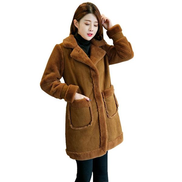 women's fur & faux slim female winter lamb wool coat women cotton loose mid-length coats thick imitate deerskin velvet puilted jacket t, Black
women's fur & faux slim female winter lamb wool coat women cotton loose mid-length coats thick imitate deerskin velvet puilted jacket t, Black