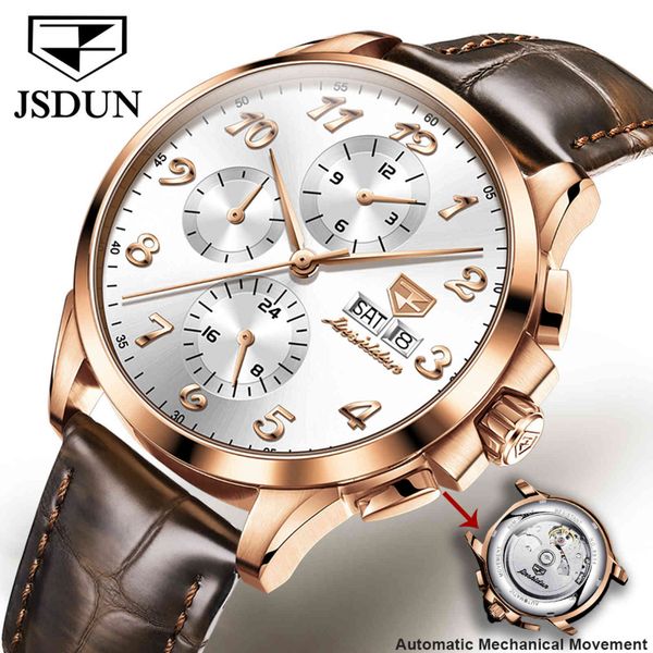 jsdun brand luxury automatic watches men mechanical wrist watch leather sapphire glass waterproof sports male relogio masculino, Slivery;brown
jsdun brand luxury automatic watches men mechanical wrist watch leather sapphire glass waterproof sports male relogio masculino, Slivery;brown