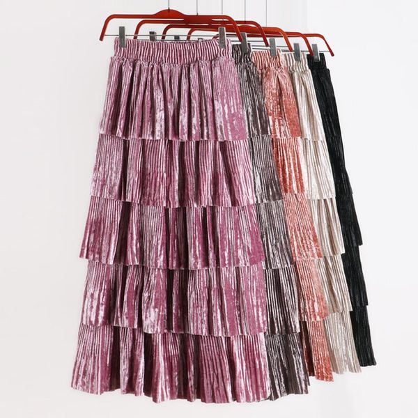skirts fall winter vintage ladies women black velvet ruffles long skirt , autumn casual female woman velour high elastic waisted skrits
skirts fall winter vintage ladies women black velvet ruffles long skirt , autumn casual female woman velour high elastic waisted skrits