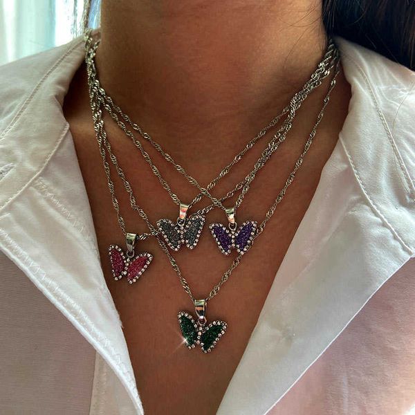designer necklace trendy crystal butterfly pendant for women silver color twisted chain jewelry friendship gift
designer necklace trendy crystal butterfly pendant for women silver color twisted chain jewelry friendship gift
