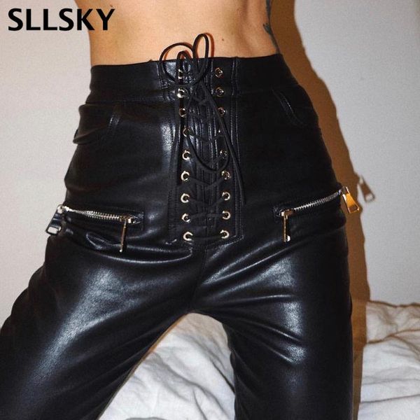pu lace-up high waist faux leather black straight pencil pants women 2021 spring slim skinny casual streetwear trousers women's & capri, Black;white
pu lace-up high waist faux leather black straight pencil pants women 2021 spring slim skinny casual streetwear trousers women's & capri, Black;white