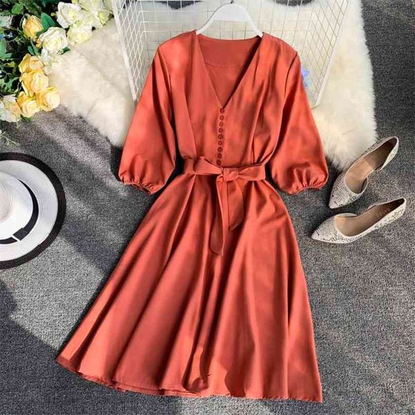 spring and summer v collar half sleeve single breasted high waist casual dress woman vestidos e626 210527, Black;gray
spring and summer v collar half sleeve single breasted high waist casual dress woman vestidos e626 210527, Black;gray
