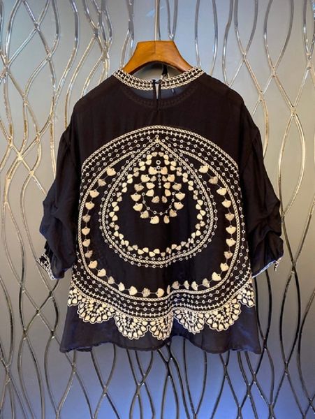 capris 2021 spring fashion women lurex embroidery beading deco 3/4 sleeve casual loose shirt dark blue blouses female, Black;gray
capris 2021 spring fashion women lurex embroidery beading deco 3/4 sleeve casual loose shirt dark blue blouses female, Black;gray
