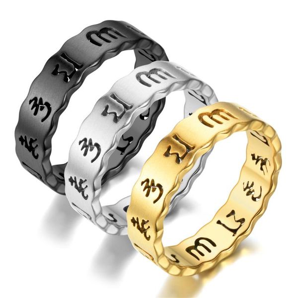 cluster rings stainless steel six-character mantra ring fashion couple men women commemorate jewelry, Golden;silver
cluster rings stainless steel six-character mantra ring fashion couple men women commemorate jewelry, Golden;silver