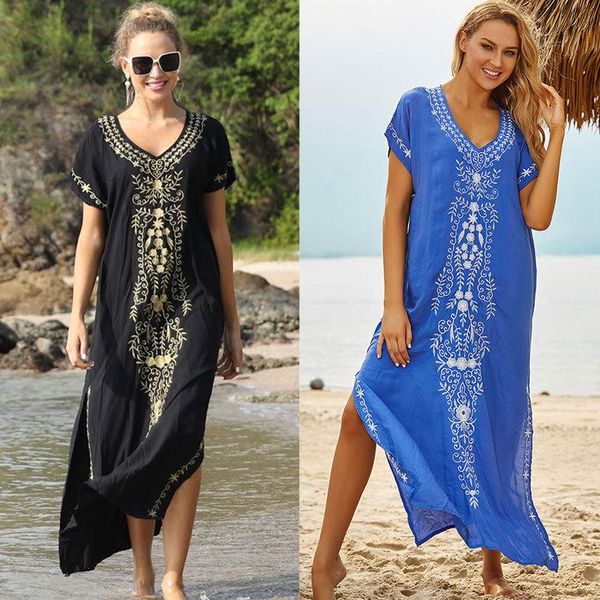 women's swimwear bohemian bikini cover beach blouse rayon embroidered robe loose cardigan sun protection clothing street wear casual sw, White;black
women's swimwear bohemian bikini cover beach blouse rayon embroidered robe loose cardigan sun protection clothing street wear casual sw, White;black